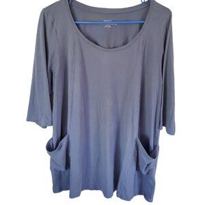 Pure Jill Womens Two Pocket Knit Tunic Top Size L Lagenlook Oversized Lagom Boxy